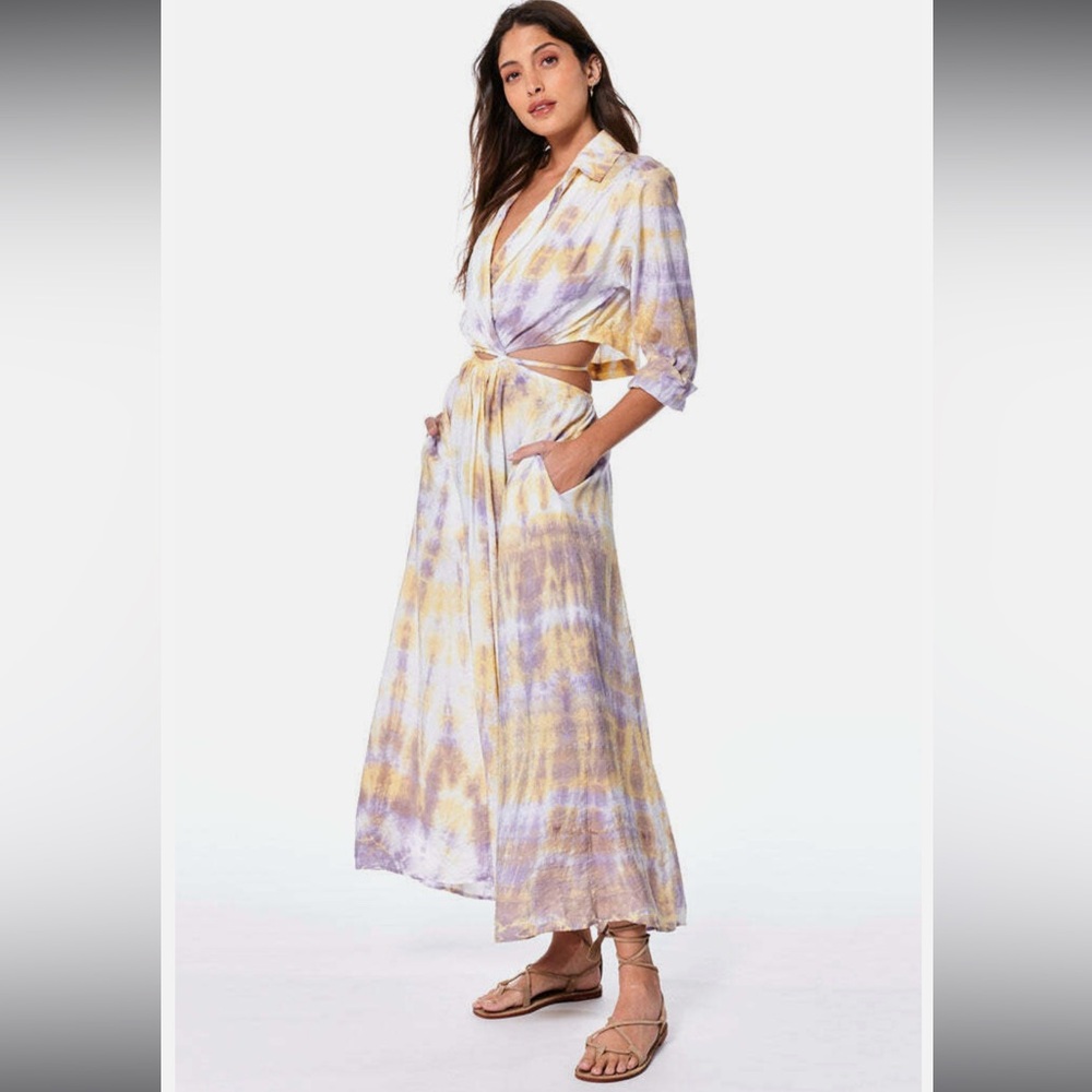 Young Fabulous & Broke Lavender and Yellow Tie-Dye Maxi Dress